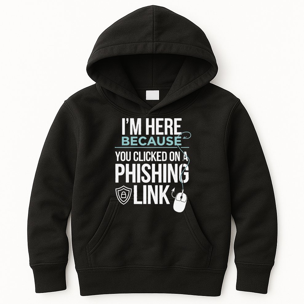 IM Here Because You Clicked On Phishing Link Cyber Security Kids Hoodie