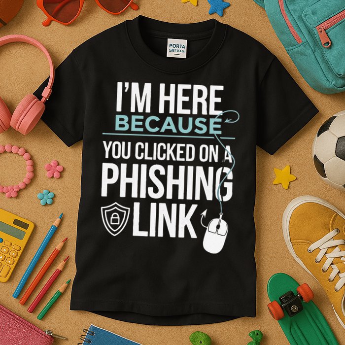 IM Here Because You Clicked On Phishing Link Cyber Security Kids T-Shirt