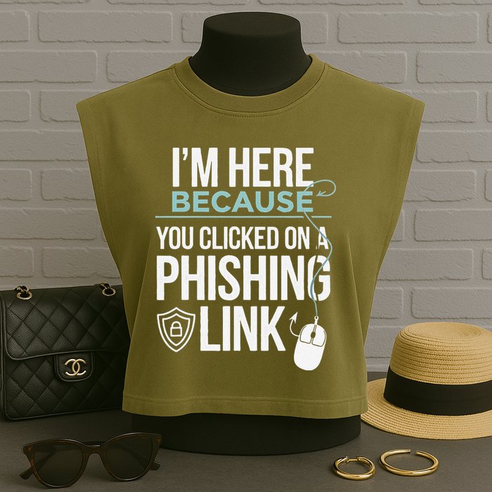IM Here Because You Clicked On Phishing Link Cyber Security Garment-Dyed Women's Muscle Tee