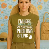 IM Here Because You Clicked On Phishing Link Cyber Security Garment-Dyed Women's Muscle Tee