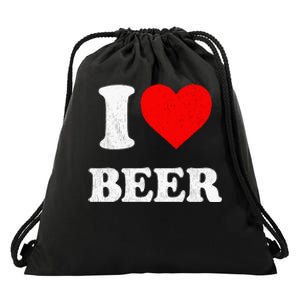 I Heart Beer Funny Drinking Merch I Love Beer Drawstring Bag