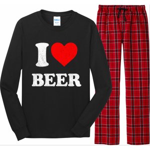 I Heart Beer Funny Drinking Merch I Love Beer Long Sleeve Pajama Set