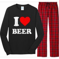 I Heart Beer Funny Drinking Merch I Love Beer Long Sleeve Pajama Set