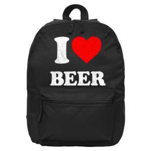 I Heart Beer Funny Drinking Merch I Love Beer 16 in Basic Backpack