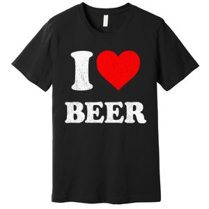 I Heart Beer Funny Drinking Merch I Love Beer Premium T-Shirt