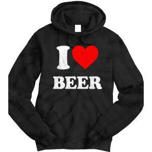 I Heart Beer Funny Drinking Merch I Love Beer Tie Dye Hoodie