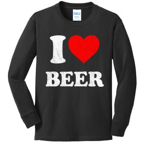 I Heart Beer Funny Drinking Merch I Love Beer Kids Long Sleeve Shirt