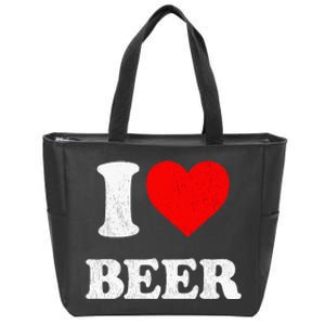 I Heart Beer Funny Drinking Merch I Love Beer Zip Tote Bag