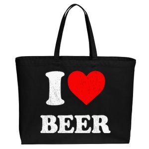 I Heart Beer Funny Drinking Merch I Love Beer Cotton Canvas Jumbo Tote