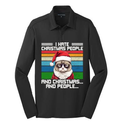 I Hate Christmas People And Christmas And People Gift Silk Touch Performance Long Sleeve Polo