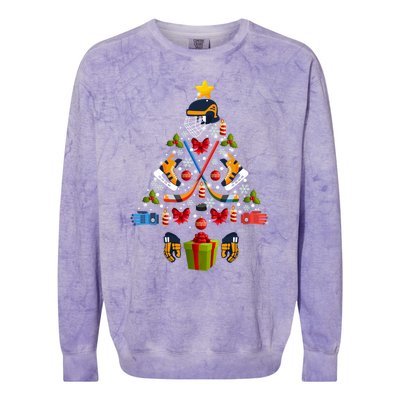 Ice Hockey Christmas Ornat Tree Lights Merry Christmas Funny Gift Colorblast Crewneck Sweatshirt