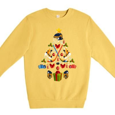 Ice Hockey Christmas Ornat Tree Lights Merry Christmas Funny Gift Premium Crewneck Sweatshirt