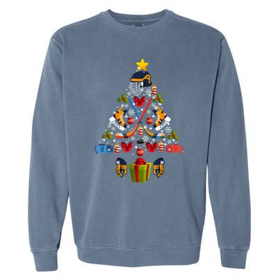 Ice Hockey Christmas Ornat Tree Lights Merry Christmas Funny Gift Garment-Dyed Sweatshirt