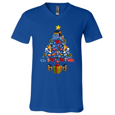 Ice Hockey Christmas Ornat Tree Lights Merry Christmas Funny Gift V-Neck T-Shirt