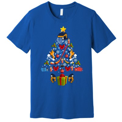 Ice Hockey Christmas Ornat Tree Lights Merry Christmas Funny Gift Premium T-Shirt