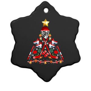 Ice Hockey Christmas Tree Funny Xmas Pjs Player Sports Gift Ceramic Star Ornament