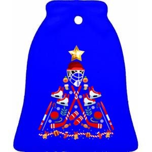 Ice Hockey Christmas Tree Funny Xmas Pjs Player Sports Gift Ceramic Bell Ornament