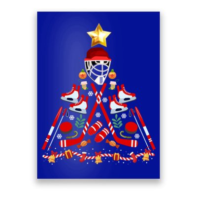 Ice Hockey Christmas Tree Funny Xmas Pjs Player Sports Gift Poster