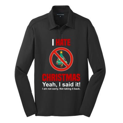 I Hate Christmas Shirts Dont Like Christmas Anti Christmas Silk Touch Performance Long Sleeve Polo