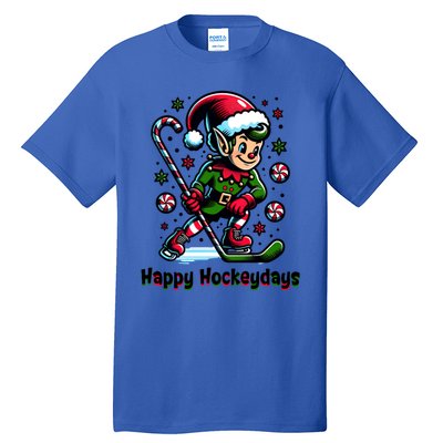 Ice Hockey Christmas Funny Elf And Sports For Xmas Holidays Gift Tall T-Shirt