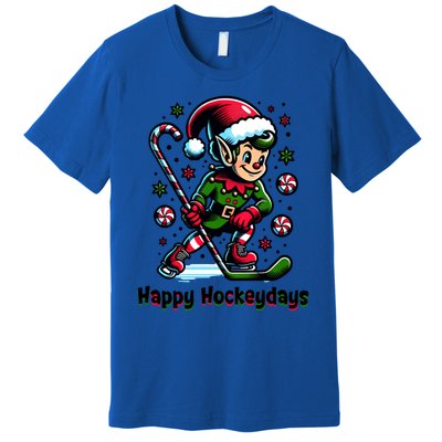 Ice Hockey Christmas Funny Elf And Sports For Xmas Holidays Gift Premium T-Shirt