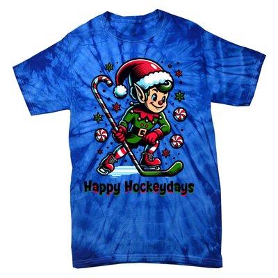 Ice Hockey Christmas Funny Elf And Sports For Xmas Holidays Gift Tie-Dye T-Shirt