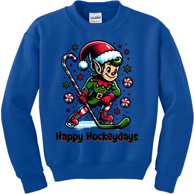 Ice Hockey Christmas Funny Elf And Sports For Xmas Holidays Gift Kids Sweatshirt