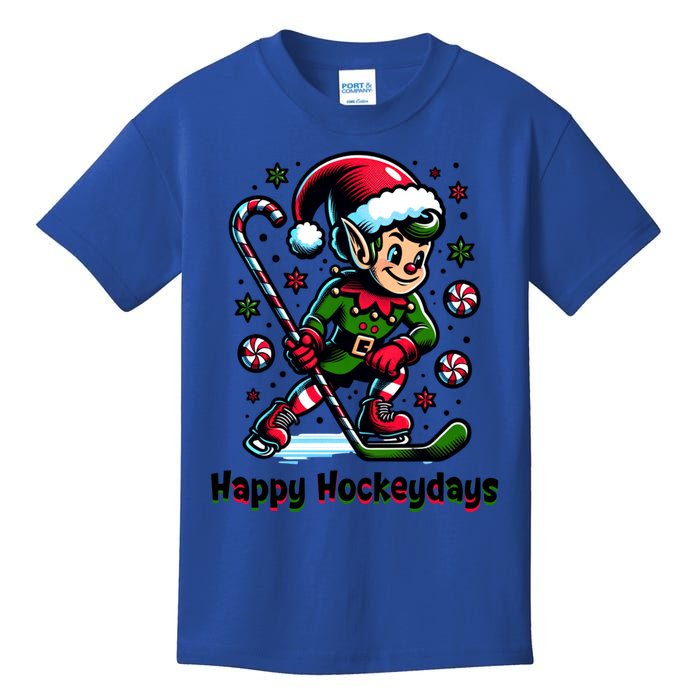 Ice Hockey Christmas Funny Elf And Sports For Xmas Holidays Gift Kids T-Shirt