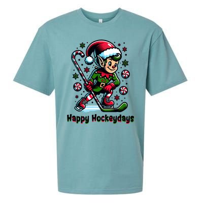 Ice Hockey Christmas Funny Elf And Sports For Xmas Holidays Gift Sueded Cloud Jersey T-Shirt