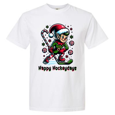 Ice Hockey Christmas Funny Elf And Sports For Xmas Holidays Gift Garment-Dyed Heavyweight T-Shirt