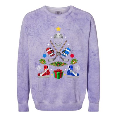 Ice Hockey Christmas Tree Ornaments Colorblast Crewneck Sweatshirt