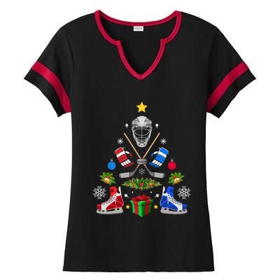 Ice Hockey Christmas Tree Ornaments Ladies Halftime Notch Neck Tee