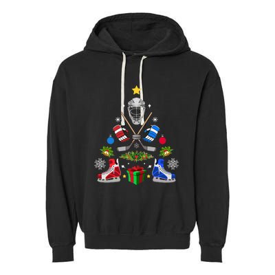 Ice Hockey Christmas Tree Ornaments Garment-Dyed Fleece Hoodie