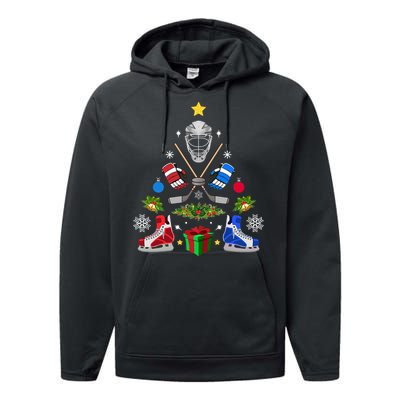 Ice Hockey Christmas Tree Ornaments Performance Fleece Hoodie