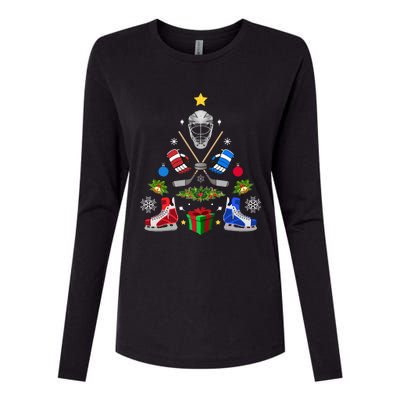 Ice Hockey Christmas Tree Ornaments Womens Cotton Relaxed Long Sleeve T-Shirt