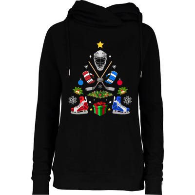 Ice Hockey Christmas Tree Ornaments Womens Funnel Neck Pullover Hood