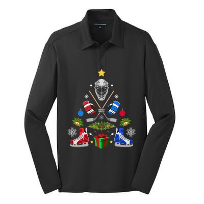 Ice Hockey Christmas Tree Ornaments Silk Touch Performance Long Sleeve Polo