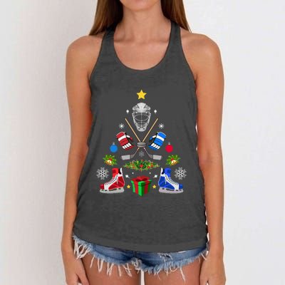 Ice Hockey Christmas Tree Ornaments Women's Knotted Racerback Tank