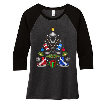 Ice Hockey Christmas Tree Ornaments Women's Tri-Blend 3/4-Sleeve Raglan Shirt