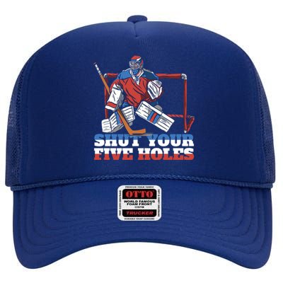 Ice Hockey Coach Ice Hockey Player Ice Hockey Stick Gift High Crown Mesh Back Trucker Hat