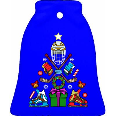 Ice Hockey Christmas Tree Ornat XMas Hockey Player Gift Ceramic Bell Ornament