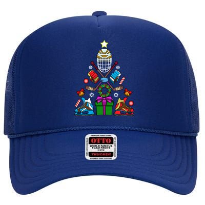 Ice Hockey Christmas Tree Ornat XMas Hockey Player Gift High Crown Mesh Back Trucker Hat