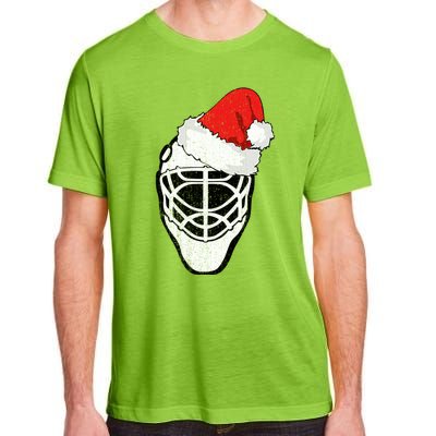 Ice Hockey Christmas Funny Goalie Santa Hat Hockey Fan Gift Adult ChromaSoft Performance T-Shirt