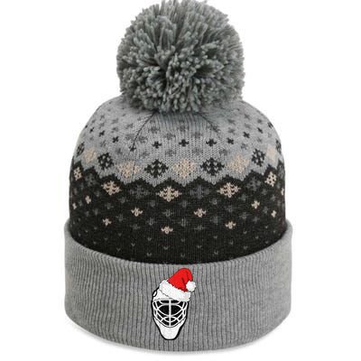 Ice Hockey Christmas Funny Goalie Santa Hat Hockey Fan Gift The Baniff Cuffed Pom Beanie