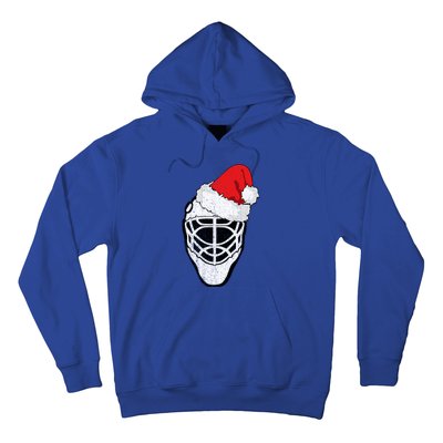 Ice Hockey Christmas Funny Goalie Santa Hat Hockey Fan Gift Hoodie