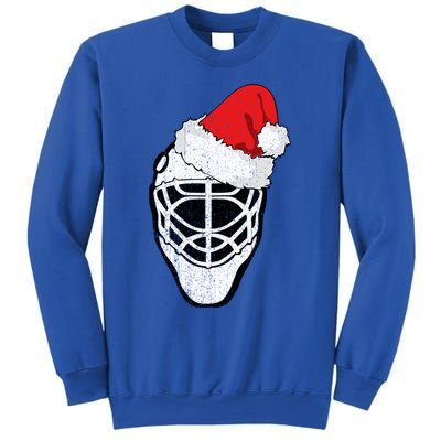 Ice Hockey Christmas Funny Goalie Santa Hat Hockey Fan Gift Sweatshirt