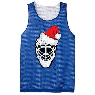 Ice Hockey Christmas Funny Goalie Santa Hat Hockey Fan Gift Mesh Reversible Basketball Jersey Tank