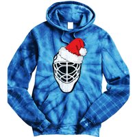 Ice Hockey Christmas Funny Goalie Santa Hat Hockey Fan Gift Tie Dye Hoodie