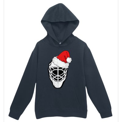 Ice Hockey Christmas Funny Goalie Santa Hat Hockey Fan Gift Urban Pullover Hoodie