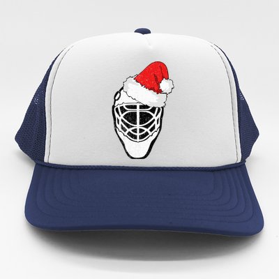 Ice Hockey Christmas Funny Goalie Santa Hat Hockey Fan Gift Trucker Hat